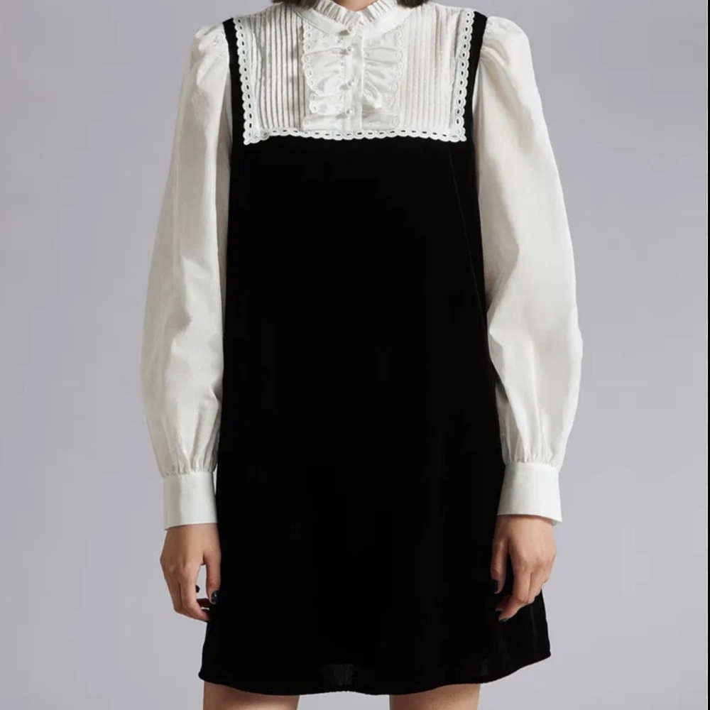 & OTHER STORIES Frilled Two-Tone Mini Dress